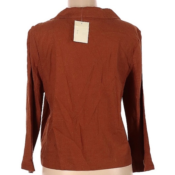NEW Christopher & Banks Brown Linen Blend Thin Jacket - Picture 3 of 7